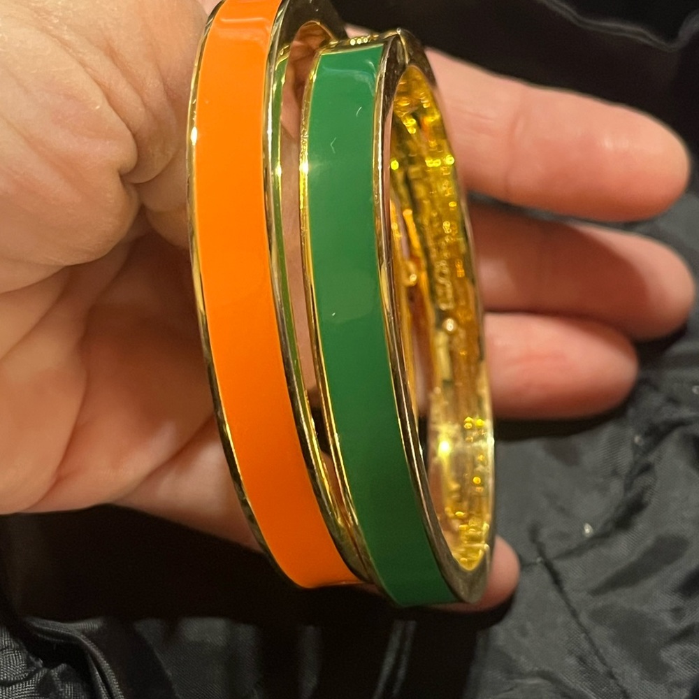 Talbots Signed Green Enamel Hinged Bangle Bracele… - image 8